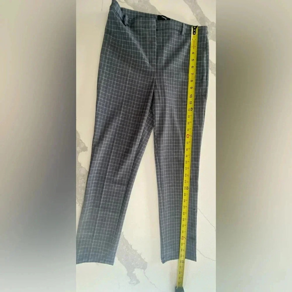 Theory Cropped Check Ponte High Rise Stretch Skinny Pant Gray/Blue Womens 4 NWOT - Picture 9 of 13